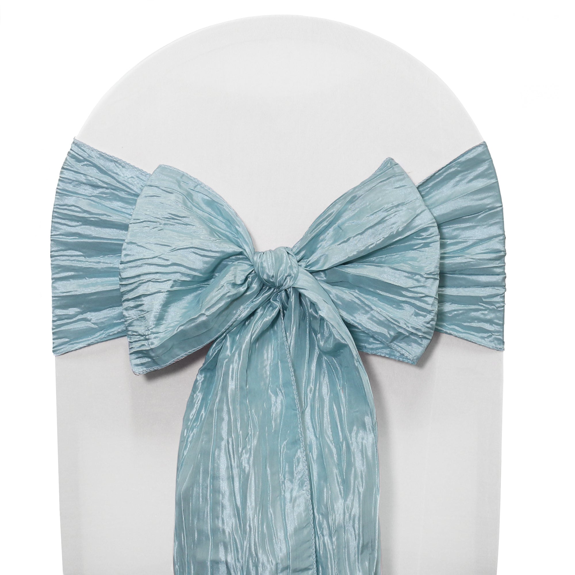 Crinkle Taffeta Chair Sashes Dusty Blue (Pack of 10)
