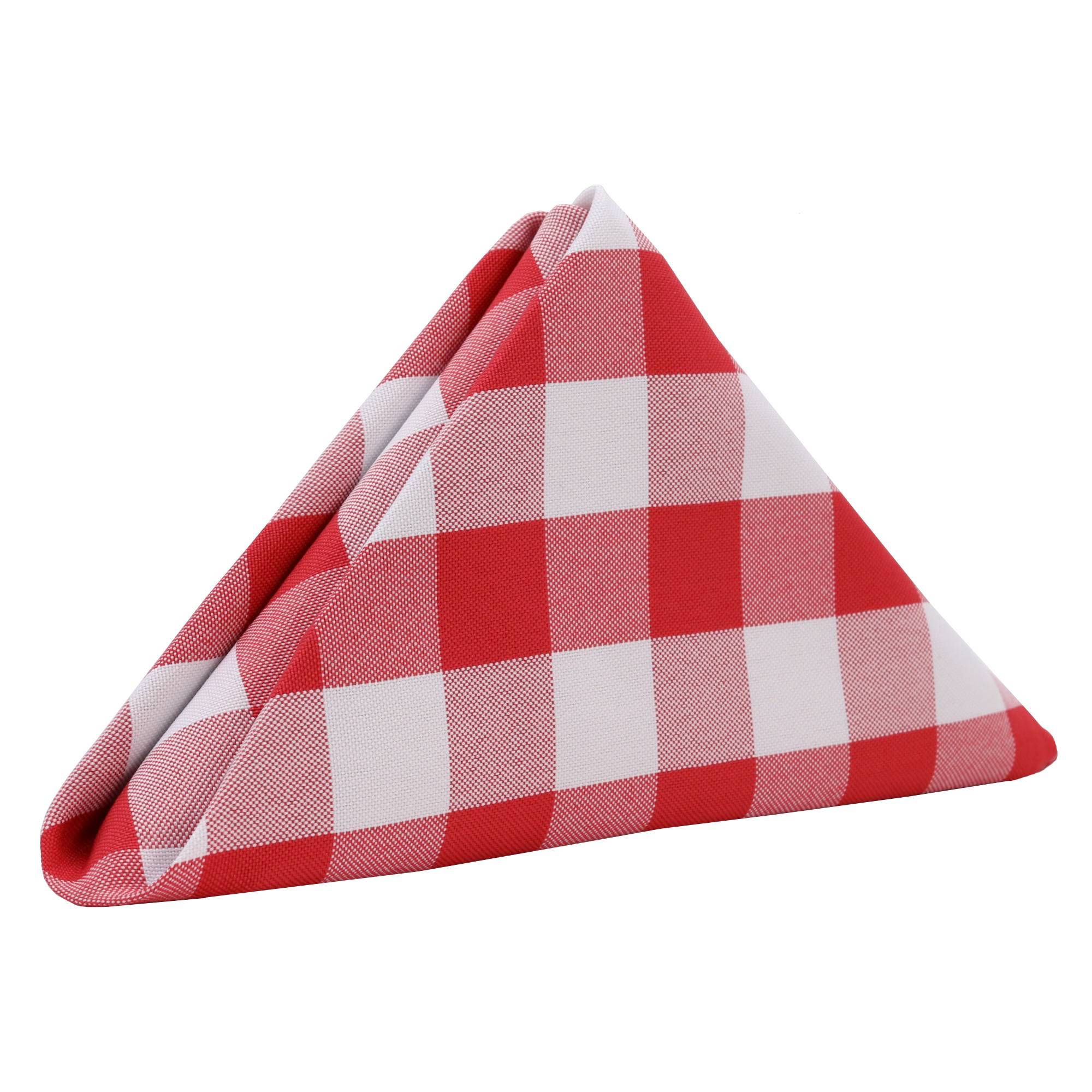 20 inch Polyester Cloth Napkins Checkered Red (Pack of 10)