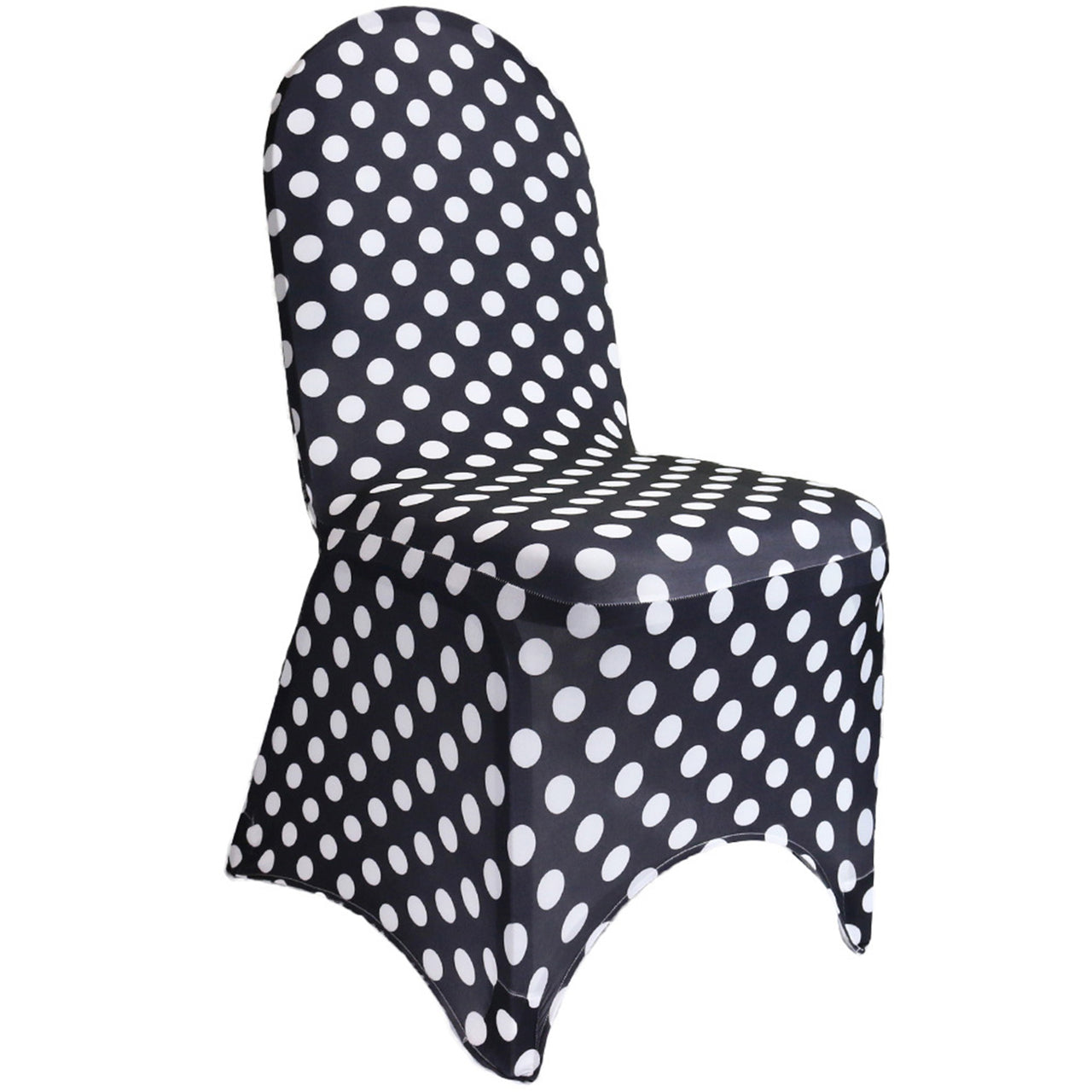 Stretch Spandex Folding Chair Covers Black and White Polka Dot