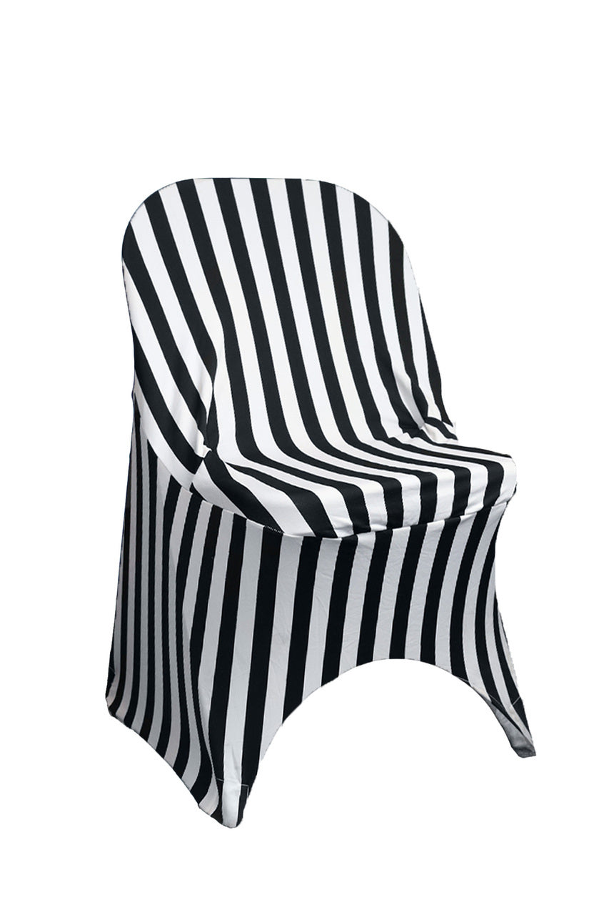 Stretch Spandex Folding Chair Covers Striped Black and White – Bridal  Tablecloth