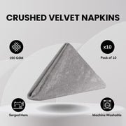 10 Pack 20 Inch Crushed Velvet Cloth Napkins Dark Silver