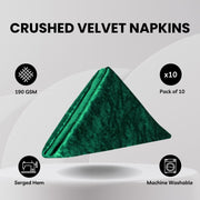 10 Pack 20 Inch Crushed Velvet Cloth Napkins Emerald Green