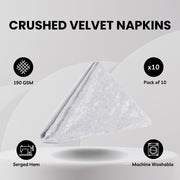 10 Pack 20 Inch Crushed Velvet Cloth Napkins White