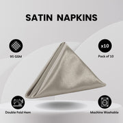 20 inch Satin Cloth Napkins Platinum (Pack of 10)