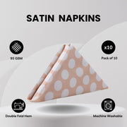 20 inch Satin Cloth Napkins Peach and White Polka Dots (Pack of 10)