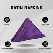 20 inch Satin Cloth Napkins Purple (Pack of 10)