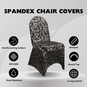 Stretch Spandex Banquet Chair Cover Black With Silver Marbling