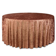 132 Inch Round Crushed Velvet Tablecloth Terracotta