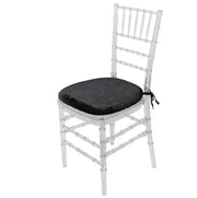 Velvet Spandex Chiavari Pad Cover with Ties Black