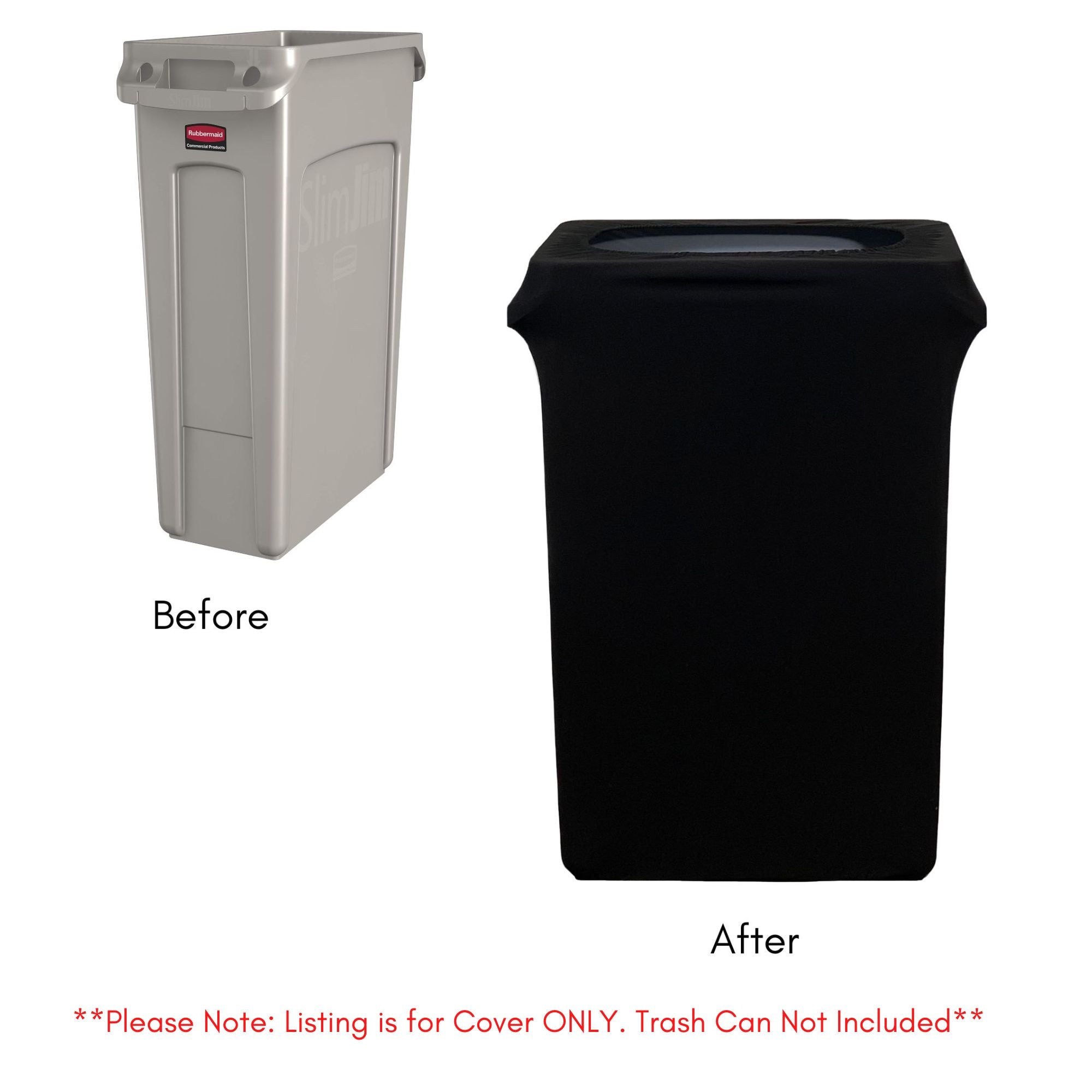 Spandex 7 Gallon Office Trash Can Cover in Black