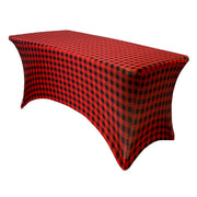 Stretch Spandex 8 Ft Rectangular Table Cover Red Buffalo Plaid