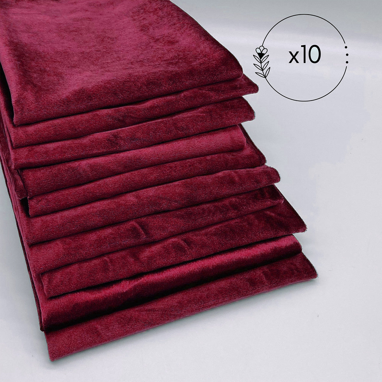 20 Inch Crushed Velvet Cloth Napkins Burgundy (Pack of 10)