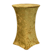 Velvet Spandex 30 Inch Highboy Cocktail Round Table Cover Gold